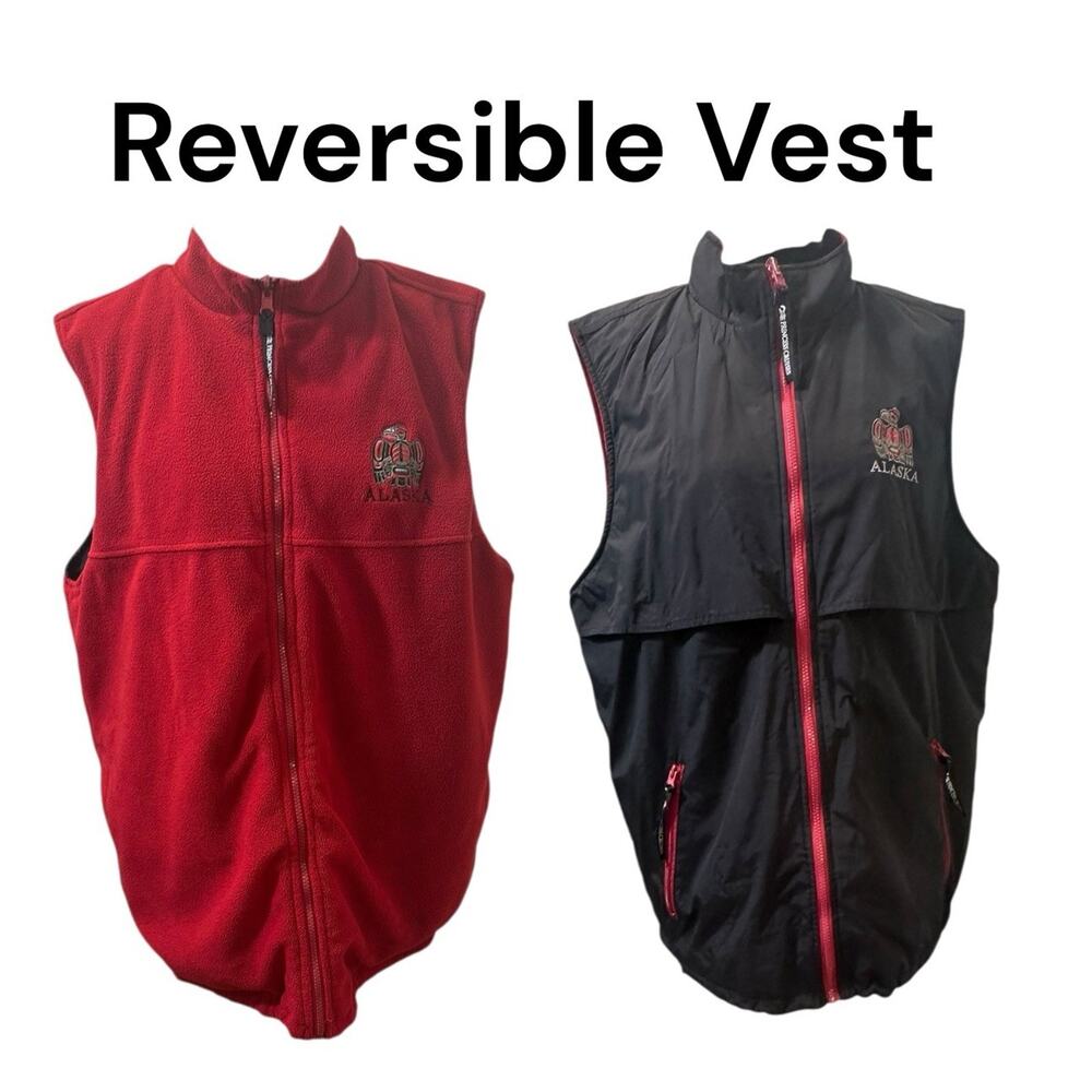 Princess Cruises Alaska Reversible Fleece Vest Red Black Embroidered Logo OS